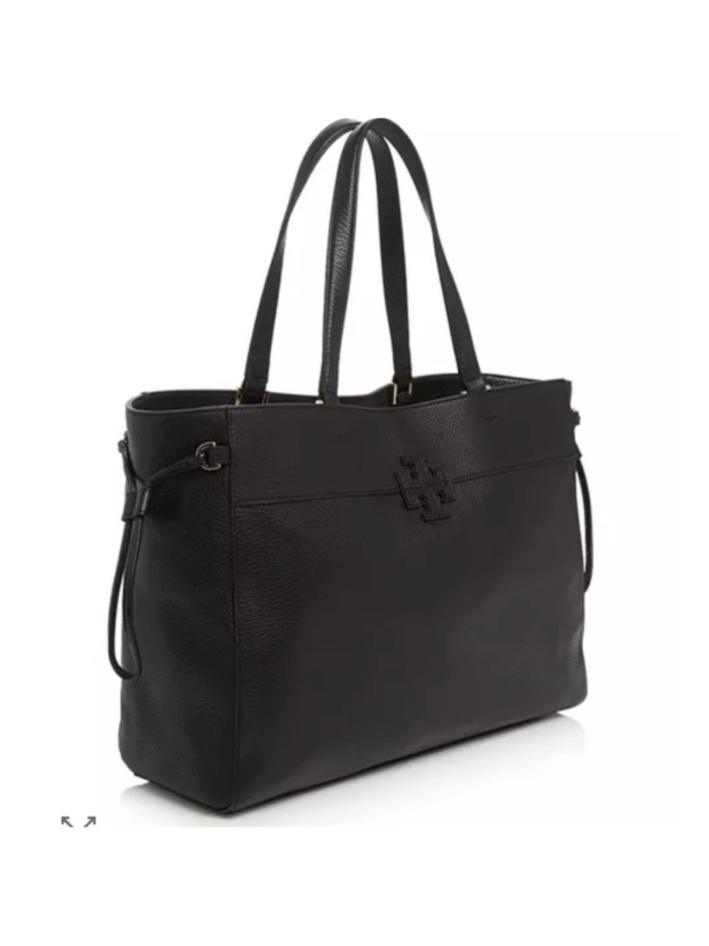 Tory Burch Large Black Tote Bag Purse Stacked T East West Suede Leather